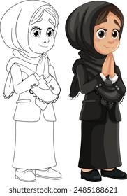 A young Muslim girl in traditional attire