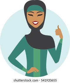 Young muslim woman character in traditional dress vector