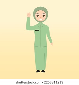Young Muslim women wearing trendy clothes and hijab. muslim hijab fashionable girls. Female characters using hijab and muslim clothes. Flat cartoon vector illustration.