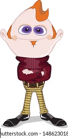  young nerd Smiling, student,  nerd kid, Funny Cartoon Character. Smiling Geek.