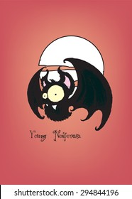 Young Nosferatu.Funny looking bat,imaginary cartoon character.