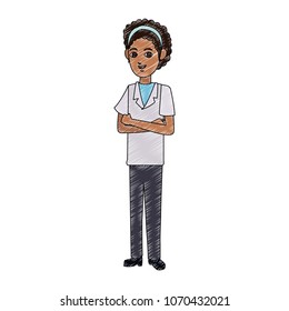 Young nurse cartoon scribble