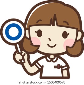 Young nurse, Circle. vector illustration. Isolated on white background.
