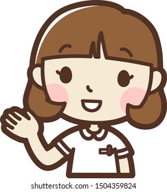 Young nurse, guide. vector illustration. Isolated on white background.