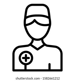 Young nurse icon. Outline young nurse vector icon for web design isolated on white background