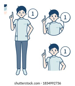A young nurse man with Counting as 1 images.It's vector art so it's easy to edit.