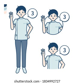 A young nurse man with Counting as 3 images.It's vector art so it's easy to edit.