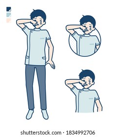 A young nurse man with cry images.
It's vector art so it's easy to edit.
