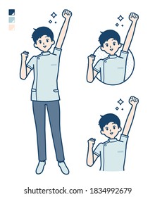 A young nurse man with fist pump images.
It's vector art so it's easy to edit.
