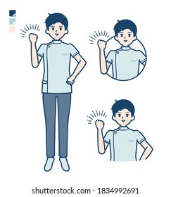 A young nurse man with fist pump images.
It's vector art so it's easy to edit.
