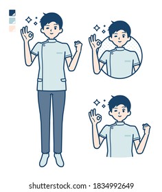 A young nurse man with OK sign images.
It's vector art so it's easy to edit.
