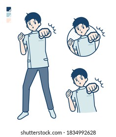 A young nurse man with Punch in front images.
It's vector art so it's easy to edit.
