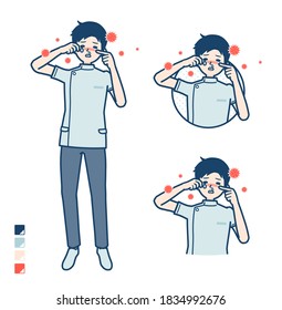 A young nurse man with Suffer from pollen allergy images.
It's vector art so it's easy to edit.
