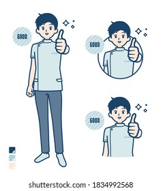 A young nurse man with Thumbs up images.
It's vector art so it's easy to edit.
