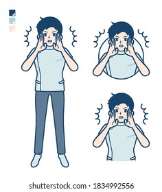 A young nurse man with Warned loudly images.It's vector art so it's easy to edit.