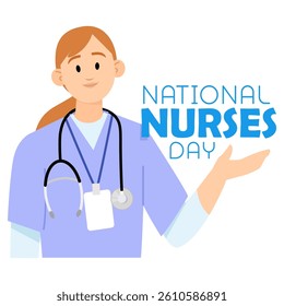 Young nurse with National Nurses Day inscription
