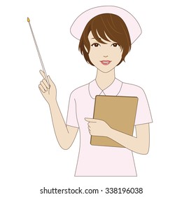 Young Nurse Pointing Pointer Stock Vector (Royalty Free) 338196038 ...