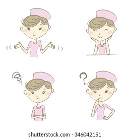 Young nurse with various expression and poses
