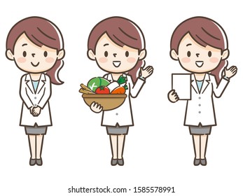 Young nutritionist woman and ingredients