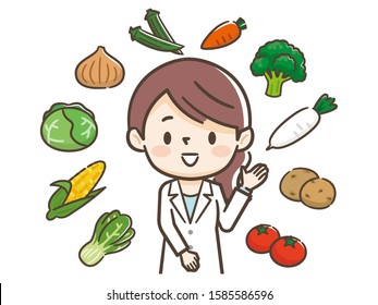 Young nutritionist woman and ingredients