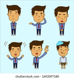 Young office man, Flat cartoons character set