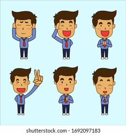 Young office man, Flat cartoons character set