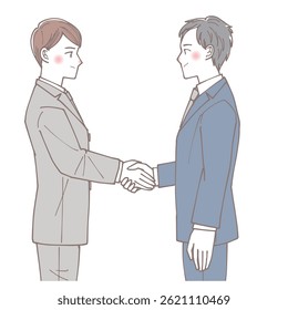 Young office men shaking hands.