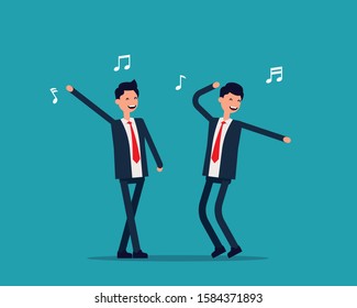 Young office person are dancing happily. Relaxation concept, Vector illustration in cartoon design