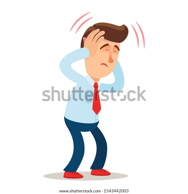 Young Office Worker Covering Ears Hands Stock Vector (Royalty Free ...