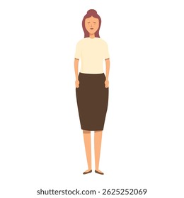 Young office worker is standing with her hands in her pockets