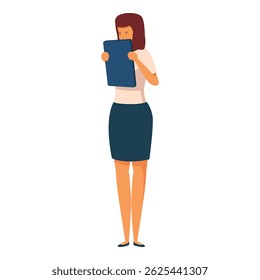 Young office worker is standing and holding a document folder