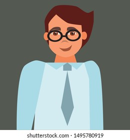 A young office worker wearing glasses