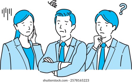 Young old businessmen think worry