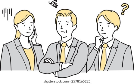 Young old businessmen think worry