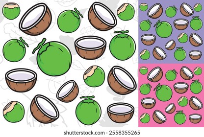 Young and old coconut pattern design vector, eps 10, editable.