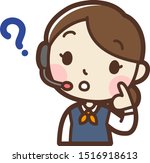 Young operator, not understand. vector illustration. Isolated on white background.
