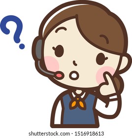Young operator, not understand. vector illustration. Isolated on white background.