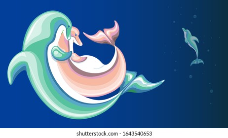 A young pair of dolphins awaits the birth of a child