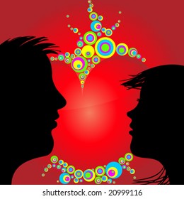 young pair in love nice  vector illustration