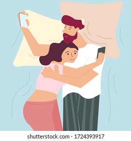 カップル 抱き合う ベッド のイラスト素材 画像 ベクター画像 Shutterstock