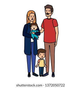 young parents couple with son and baby