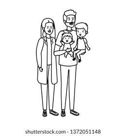 young parents couple with son and baby