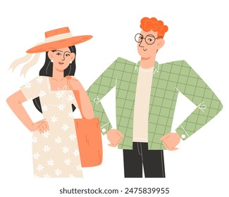 Young parents are standing next to each other