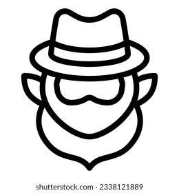 Young Patrick with a beard line icon. Leprechaun avatar outline style pictogram on white background. Patrick day dwarf for mobile concept and web design. Vector graphics