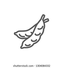 Young peas, vegetable flat color line icon.