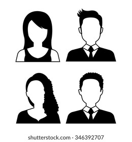 Young people avatar silhouette graphic design, vector illustration eps10