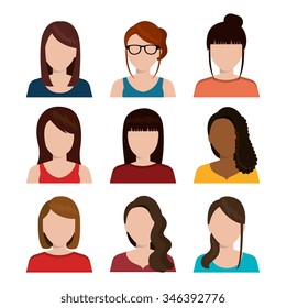 Young people avatar silhouette graphic design, vector illustration eps10