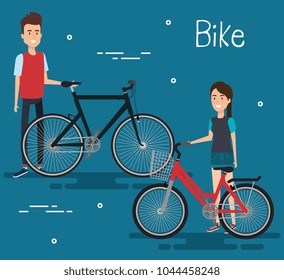 young people with bicycle