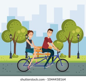 young people with bicycle in the park