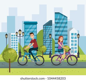 young people with bicycle in the park